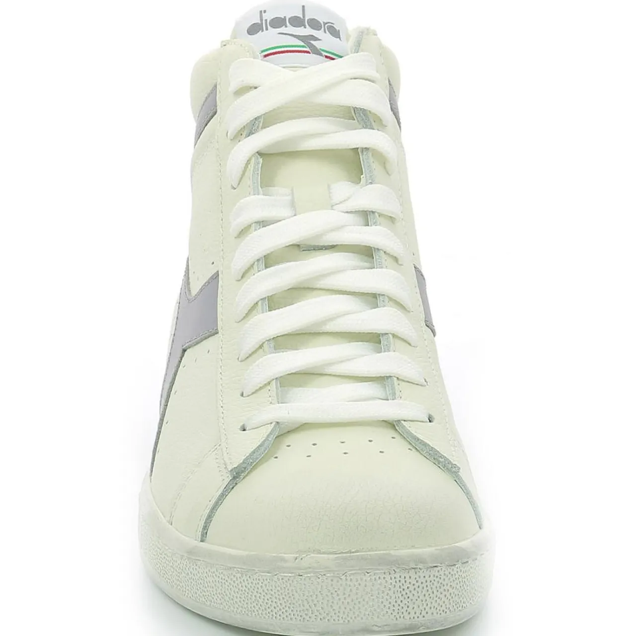 Baskets en Cuir Game L Hi Waxed blanc/gris