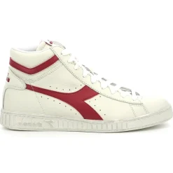Baskets en Cuir Game L Hi Waxed blanc/rouge