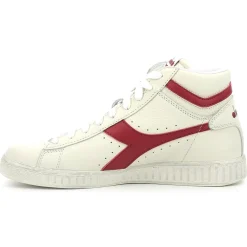 Baskets en Cuir Game L Hi Waxed blanc/rouge