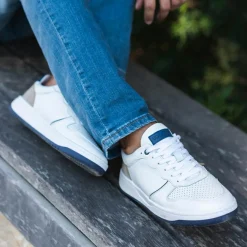 Baskets en Cuir Kadapa blanc/beige/bleu