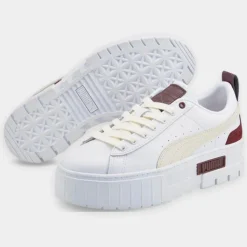 Baskets en Cuir Mayze Luxe blanc/bordeaux