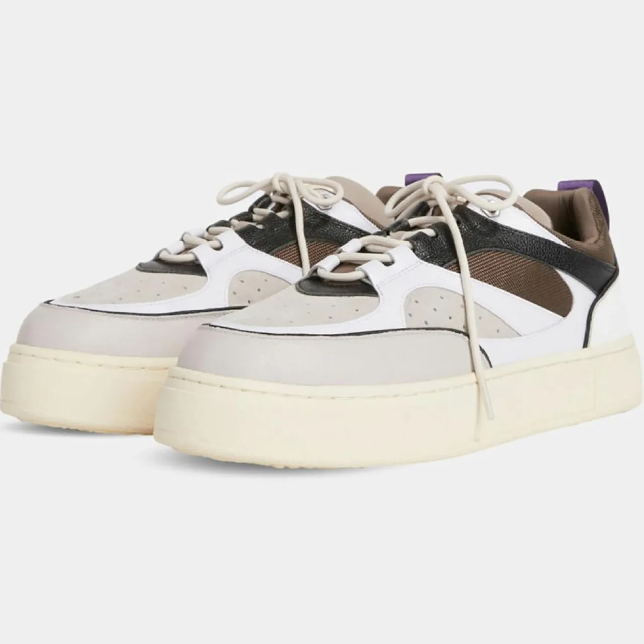 Baskets en Cuir Sidney blanc/marron