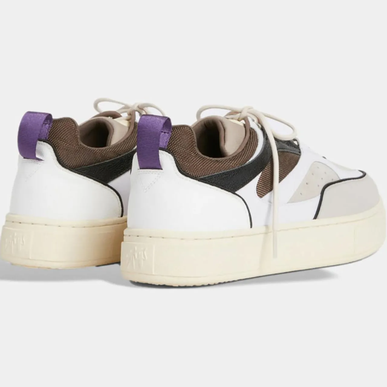 Baskets en Cuir Sidney blanc/marron