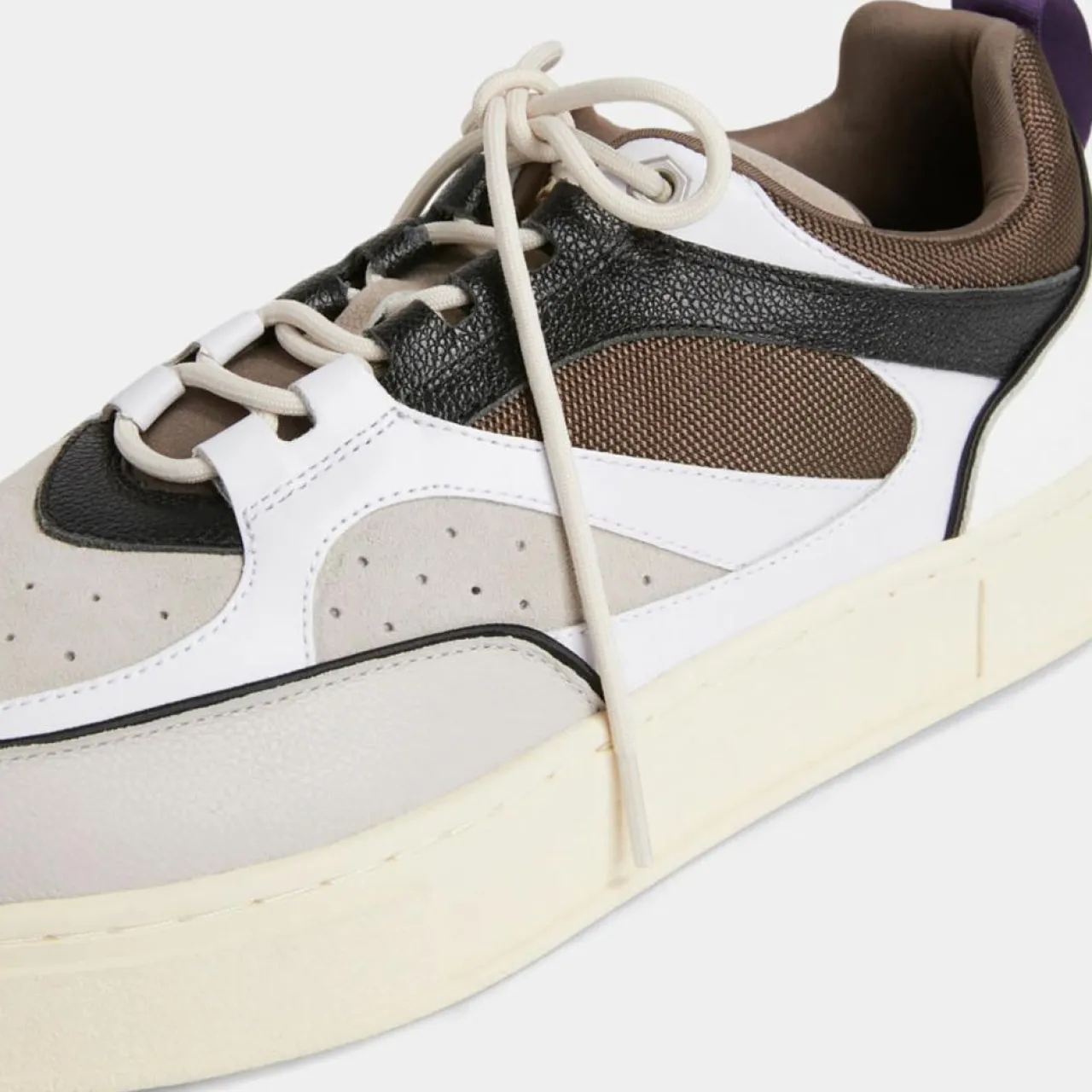 Baskets en Cuir Sidney blanc/marron