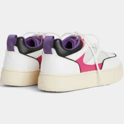 Baskets en Cuir Sidney blanc/rose