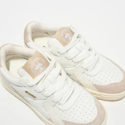 Baskets en Cuir University blanc/beige