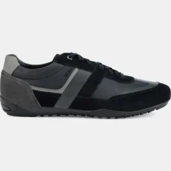 Baskets en Cuir Wells bleu/gris