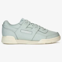 Baskets en Cuir Workout Logo céladon bleues