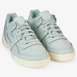 Baskets en Cuir Workout Logo céladon bleues