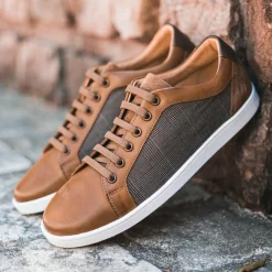 Baskets en Toile et Cuir Kizito cognac