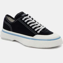 Baskets en Velours de Cuir Laguna blanc/noir