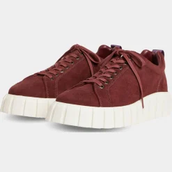 Baskets en Velours de Cuir Odessa bordeaux
