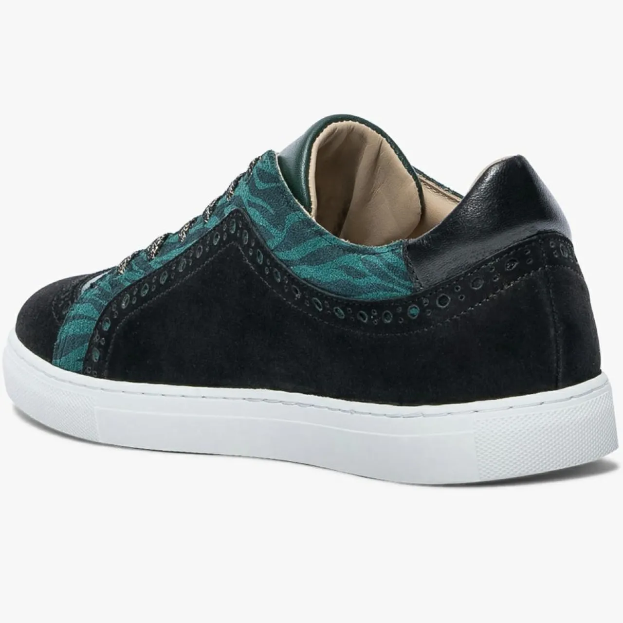 Baskets en Velours de Cuir Lilian vertes