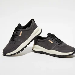 Baskets en Velours de Cuir Boroughs anthracite