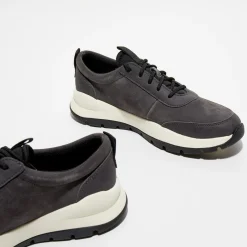 Baskets en Velours de Cuir Boroughs anthracite