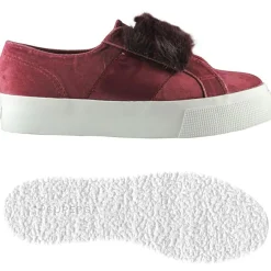 Baskets en velours Fur bordeaux