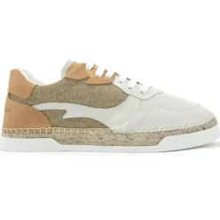 Baskets espadrilles en Cuir Beslay lurex blanc/gris