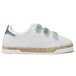 Baskets espadrilles en Cuir Lancry Scratch blanc/bleu