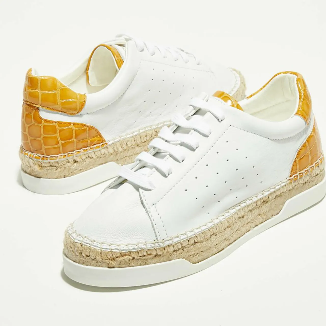 Baskets espadrilles en Cuir Lancry blanc/jaune
