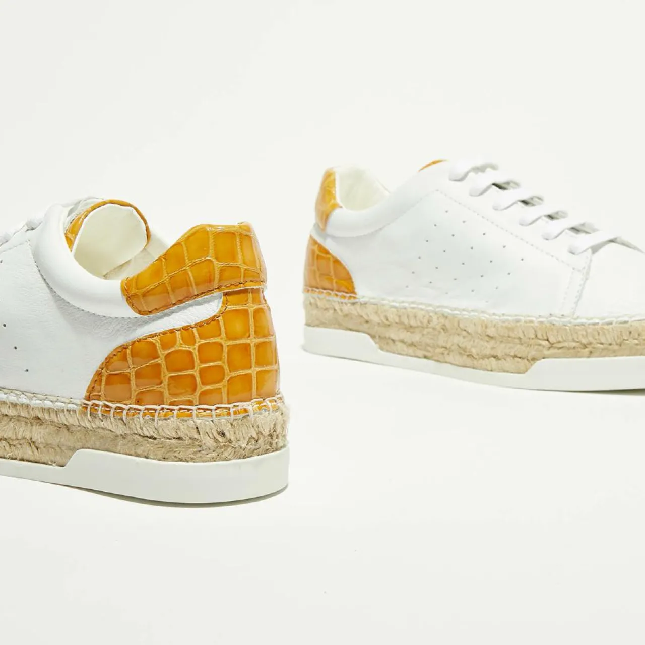 Baskets espadrilles en Cuir Lancry blanc/jaune