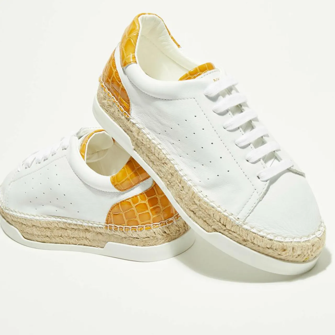 Baskets espadrilles en Cuir Lancry blanc/jaune