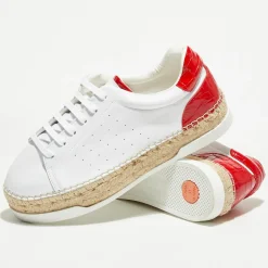 Baskets espadrilles en Cuir Lancry blanc/rouge