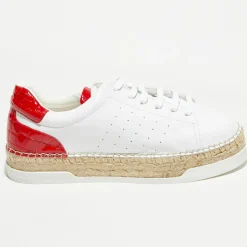 Baskets espadrilles en Cuir Lancry blanc/rouge