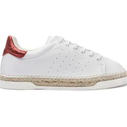 Baskets espadrilles en Cuir Lancry Roma blanc/rouge