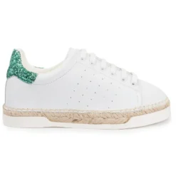 Baskets espadrilles en Cuir Lancry Glitter blanc/vert
