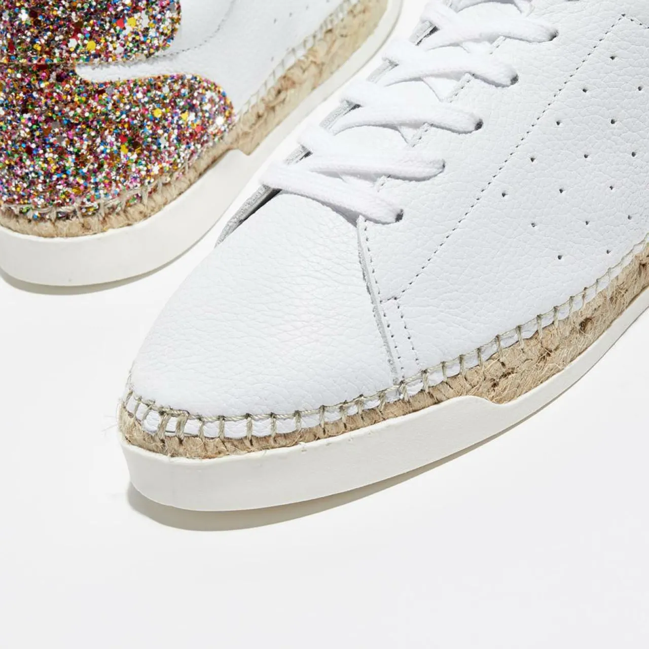 Baskets espadrilles en Cuir Lancry glitter blanc/multicolore