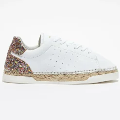 Baskets espadrilles en Cuir Lancry glitter blanc/multicolore
