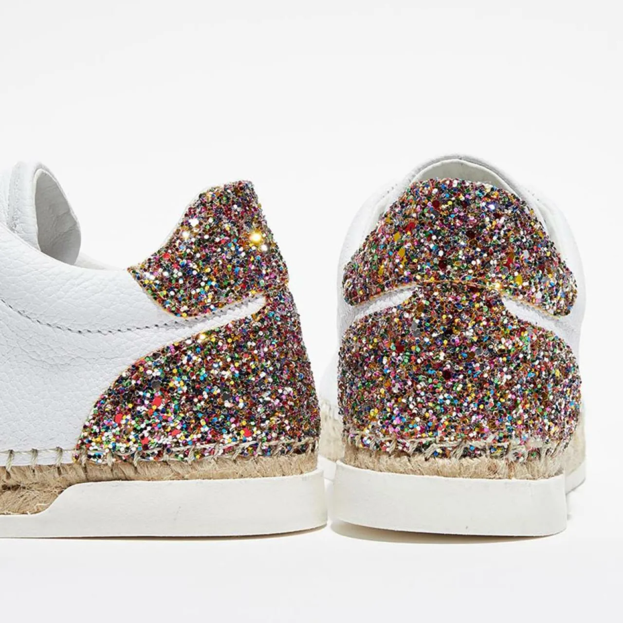Baskets espadrilles en Cuir Lancry glitter blanc/multicolore