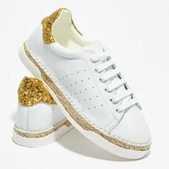 Baskets espadrilles en Cuir Lancry Glitter blanc/doré