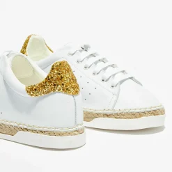 Baskets espadrilles en Cuir Lancry Glitter blanc/doré