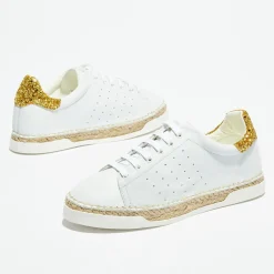 Baskets espadrilles en Cuir Lancry Glitter blanc/doré