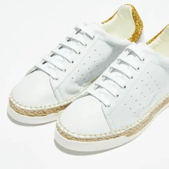 Baskets espadrilles en Cuir Lancry Glitter blanc/doré