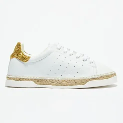 Baskets espadrilles en Cuir Lancry Glitter blanc/doré