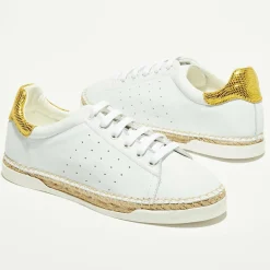Baskets espadrilles en Cuir Lancry Roma blanc/jaune