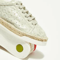 Baskets espadrilles en Cuir Lancry gris/léopard