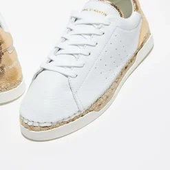 Baskets espadrilles en Cuir Lancry craquelé blanc/doré