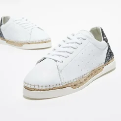 Baskets espadrilles en Cuir Lancry glitter blanc/vert