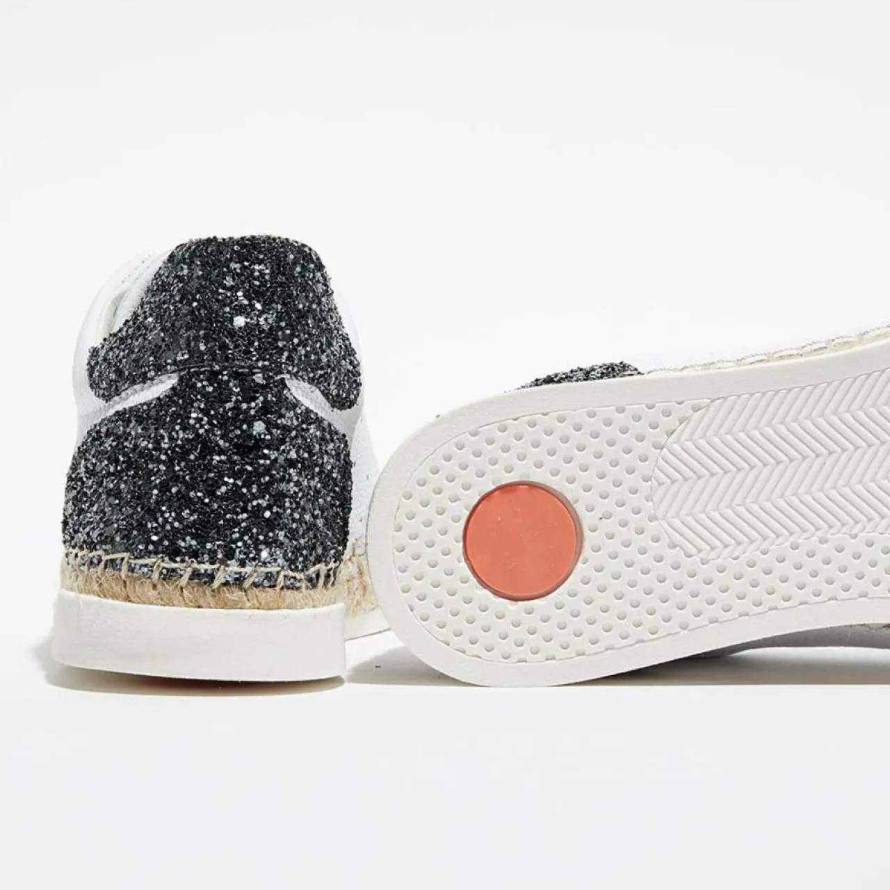 Baskets espadrilles en Cuir Lancry glitter blanc/vert