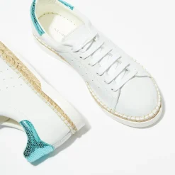 Baskets espadrilles en Cuir Lancry Roma blanc/bleu acqua