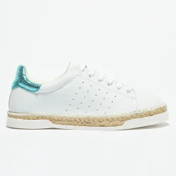 Baskets espadrilles en Cuir Lancry Roma blanc/bleu acqua