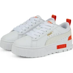 Baskets Mayze Lth blanc/orange