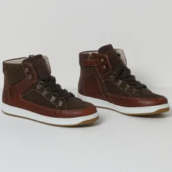 Baskets montantes en Cuir marron foncé