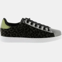 Baskets Olza imprimé serpent métallisé argenté/kaki