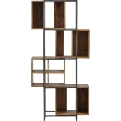 Bibliothèque 10 cases manguier stockholm naturel ciré - 85x35x180 cm