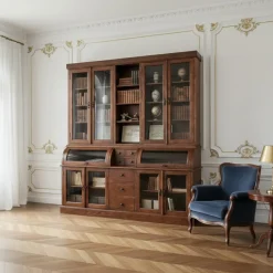 Bibliothèque 2 corps grand modèle Acacia Cara Marron - 209x52x232 cm