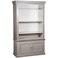 Bibliothèque 2 portes en acacia massif et plaquage marron - 130x55x220 cm